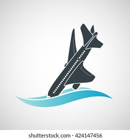 Plane Crash icon. A terrorist act. Stock vector illustration