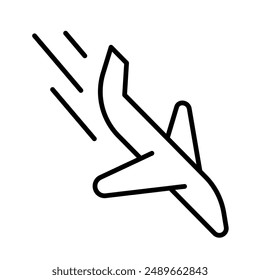 Plane crash icon in thin line style Vector illustration graphic design 