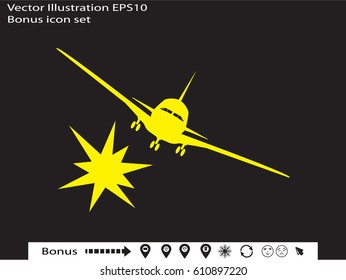 plane crash, icon, vector illustration eps10
