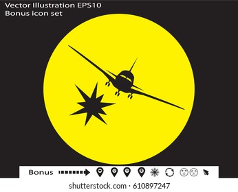 plane crash, icon, vector illustration eps10