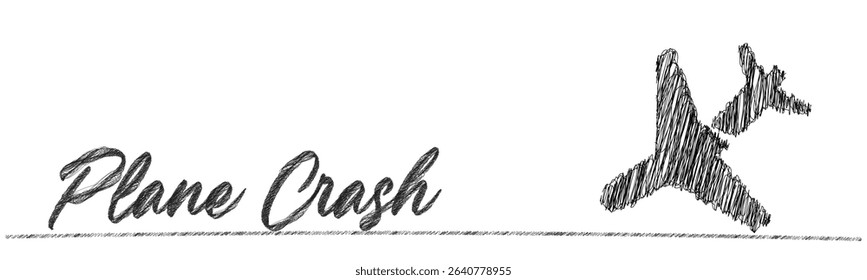 Plane Crash Sketch Vector Illustration Image