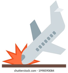 Plane crash vector aircraft accident icon isolated on white
