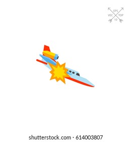 Plane crashing and flying down icon