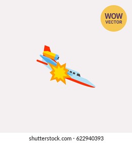 Plane crashing and flying down icon
