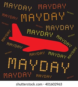 Plane Crashing. Mayday. Vector illustration