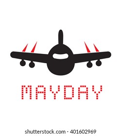 Plane Crashing. Mayday. Vector illustration