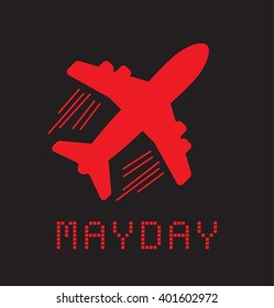 Plane Crashing. Mayday. Vector illustration