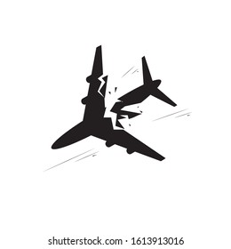 Plane Crash.Terrorist Act. Airplane Crash Vector Icon. Downed Plane