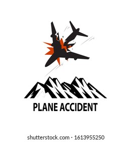 Plane Crash.Terrorist Act. Airplane Crash Vector Icon. Downed Plane