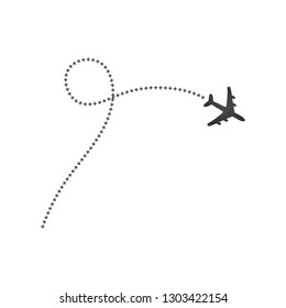 plane and its cross track on white background. Vector illustration.
