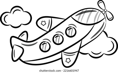 plane cute drawing for school flashcard sketch for coloring