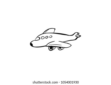 plane doodle icon vector 