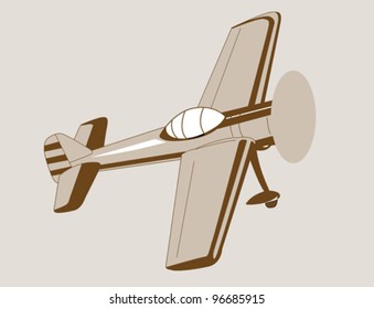plane drawing on brown  background, vector illustration