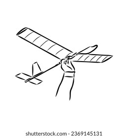 plane drawing on white background, airplane model sports, vector sketch