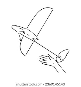 plane drawing on white background, airplane model sports, vector sketch