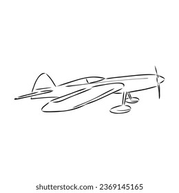 plane drawing on white background, airplane model sports, vector sketch