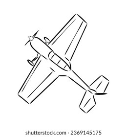 plane drawing on white background, airplane model sports, vector sketch