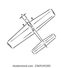 plane drawing on white background, airplane model sports, vector sketch