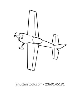 plane drawing on white background, airplane model sports, vector sketch