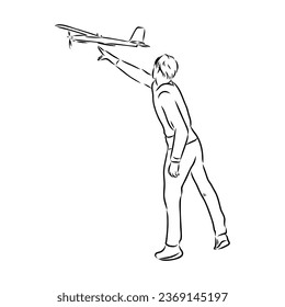 plane drawing on white background, airplane model sports, vector sketch