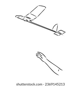 plane drawing on white background, airplane model sports, vector sketch