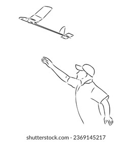 plane drawing on white background, airplane model sports, vector sketch