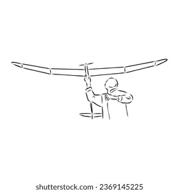 plane drawing on white background, airplane model sports, vector sketch