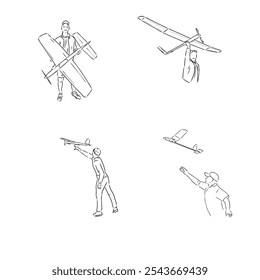 plane drawing on white background, airplane model sports, vector sketch