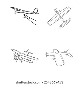 plane drawing on white background, airplane model sports, vector sketch