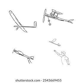 plane drawing on white background, airplane model sports, vector sketch