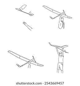 plane drawing on white background, airplane model sports, vector sketch