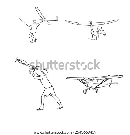 plane drawing on white background, airplane model sports, vector sketch