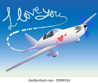 Plane  drawing   with trace -i love you-.