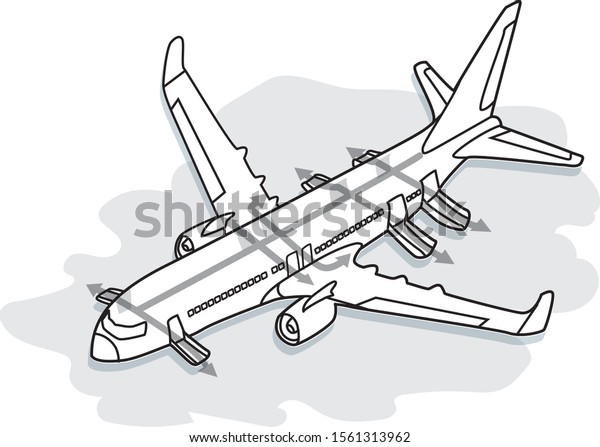 Plane Emergency Exit Map Passenger Cartoon Stock Vector Royalty Free