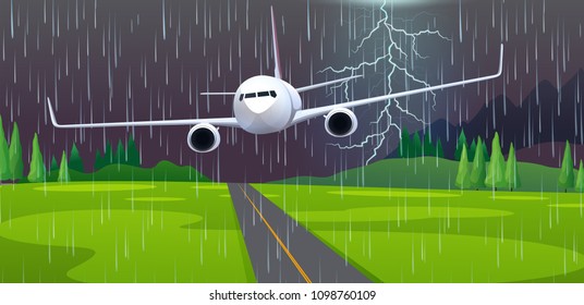 A Plane Emergency Landing At Airport Illustration