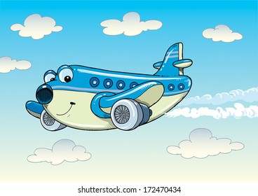 Plane With A Face Flying.