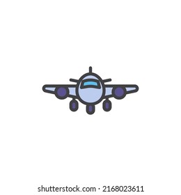 Plane filled outline icon, airplane line vector sign, linear colorful pictogram isolated on white. Aviation symbol, logo illustration. Vector graphics