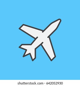 Plane filled outline icon, line vector sign, flat colorful pictogram. Airport symbol, logo illustration. Pixel perfect