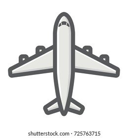 Plane filled outline icon, transport and air vehicle, aircraft sign vector graphics, a colorful line pattern on a white background, eps 10.