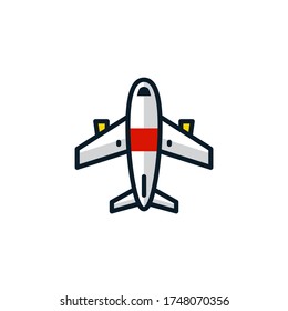 Plane filled outline icons. Vector illustration. Editable stroke. Isolated icon suitable for web, infographics, interface and apps.
