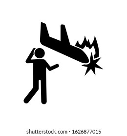 Plane, fire, man icon. Simple pictogram of human and fire icons for ui and ux, website or mobile application