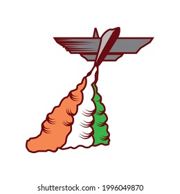 plane with the flag of india isolated