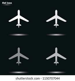 Plane flat grayscale vector icon.