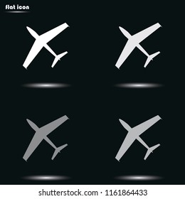 Plane flat grayscale vector icon.