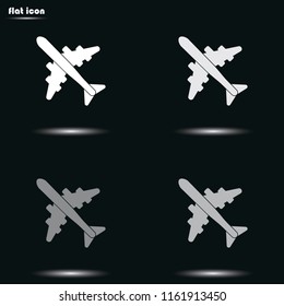 Plane flat grayscale vector icon.