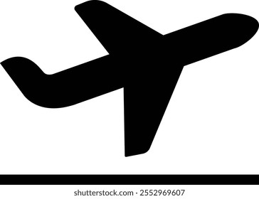 Plane flat icon editable stroke. Travel concept. Airplane icon vector silhouette travel flight simple logo on isolated transparent background. Flight transport symbol.