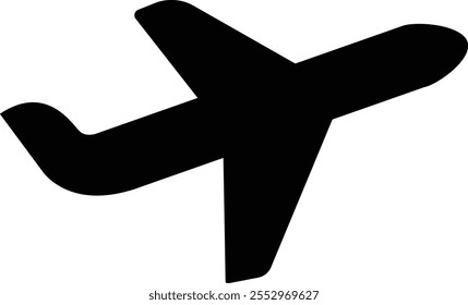 Plane flat icon editable stroke. Travel concept. Airplane icon vector silhouette travel flight simple logo on isolated transparent background. Flight transport symbol.