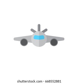 Plane flat icon, filled vector sign, colorful pictogram isolated on white. Aircraft symbol, logo illustration. Flat style design