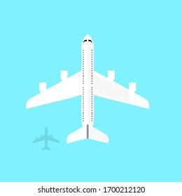 plane in flat style on blue sky