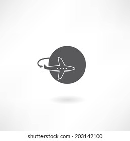 plane flies around the earth icon